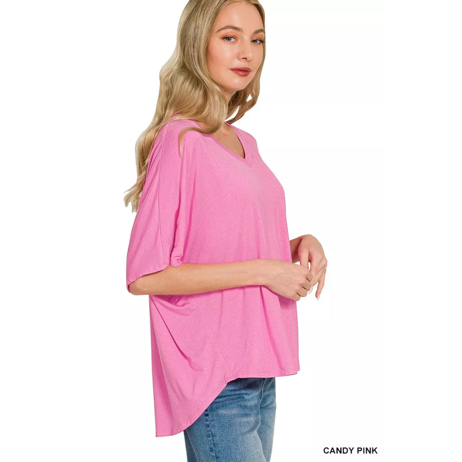 Zenana V-neck Oversized Top & Pants Set Apparel and Accessories