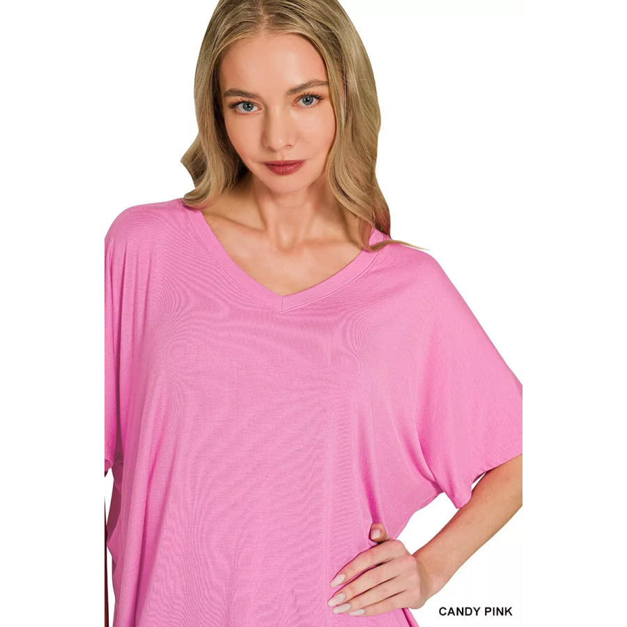 Zenana V-neck Oversized Top & Pants Set Apparel and Accessories