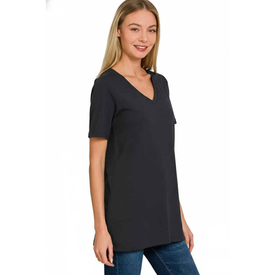Zenana V-Neck Short Sleeve T-Shirt Apparel and Accessories