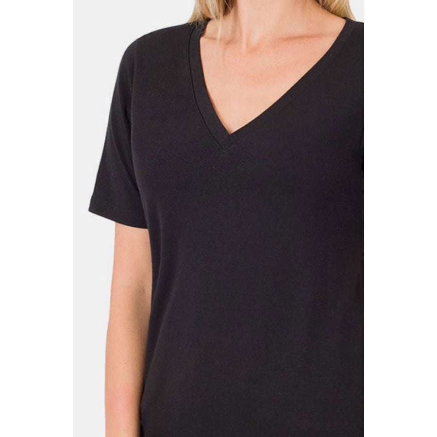 Zenana V-Neck Short Sleeve T-Shirt Apparel and Accessories