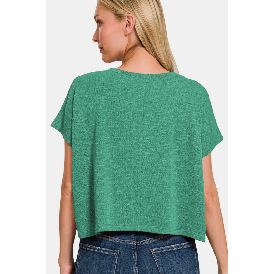 Zenana V-Neck Short Sleeve T-Shirt Green / S Apparel and Accessories