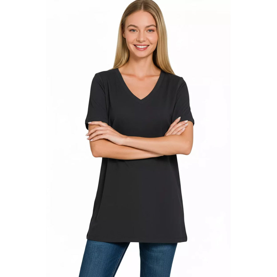 Zenana V-Neck Short Sleeve T-Shirt Apparel and Accessories