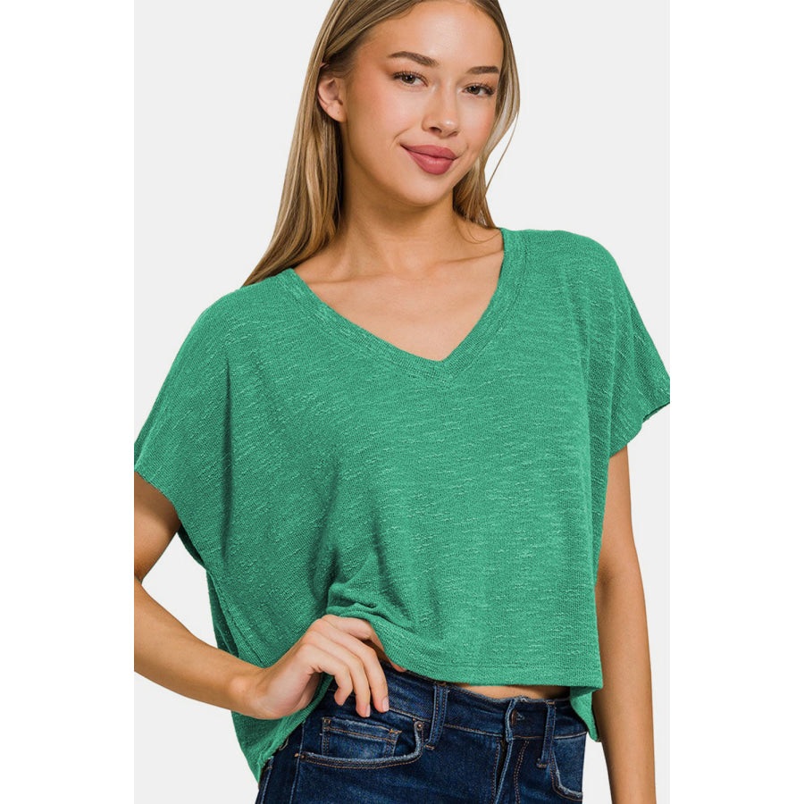 Zenana V-Neck Short Sleeve T-Shirt Apparel and Accessories