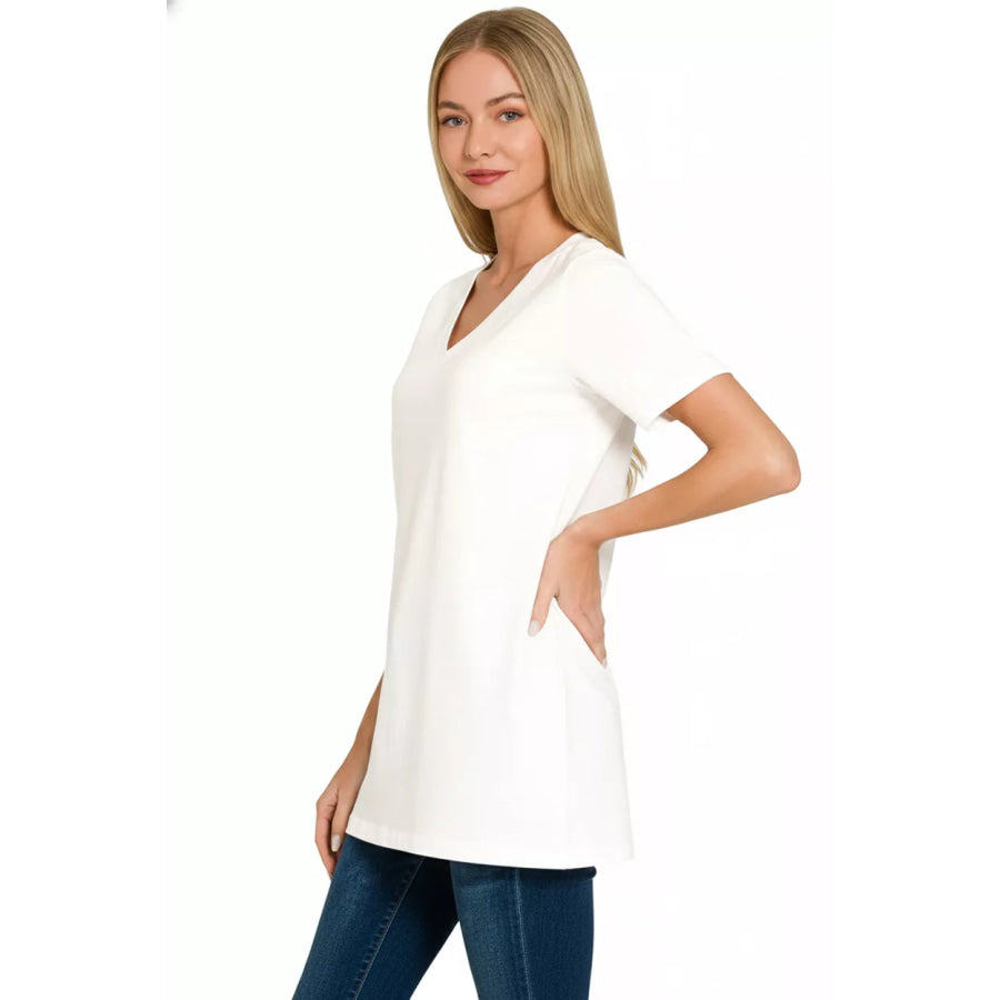 Zenana V-Neck Short Sleeve T-Shirt Apparel and Accessories