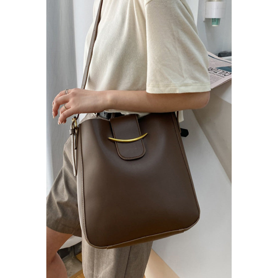 Zenana Vegan Leather Adjustable Strap Crossbody Bag Brown / One Size Apparel and Accessories