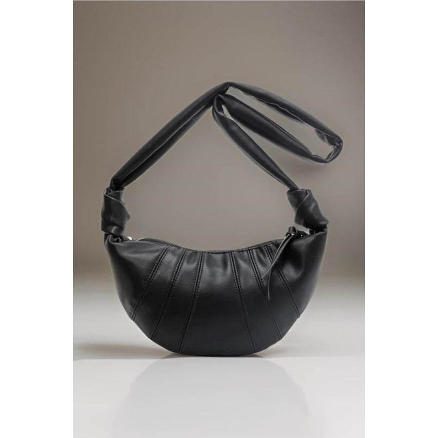 Zenana Vegan Leather Croissant Crossbody Bag Black / One Size Apparel and Accessories