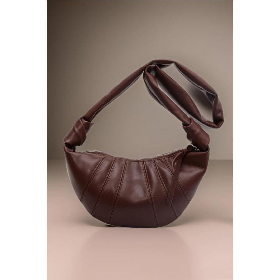 Zenana Vegan Leather Croissant Crossbody Bag Brown / One Size Apparel and Accessories