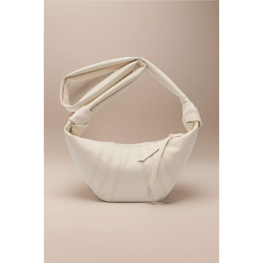 Zenana Vegan Leather Croissant Crossbody Bag Ivory / One Size Apparel and Accessories