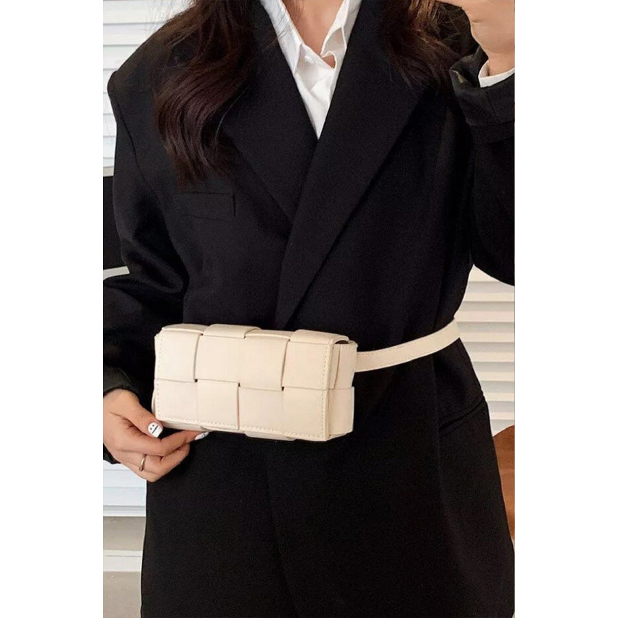 Zenana Vegan Leather Woven Crossbody Bag Apparel and Accessories