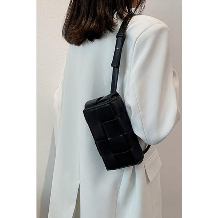 Zenana Vegan Leather Woven Crossbody Bag Apparel and Accessories