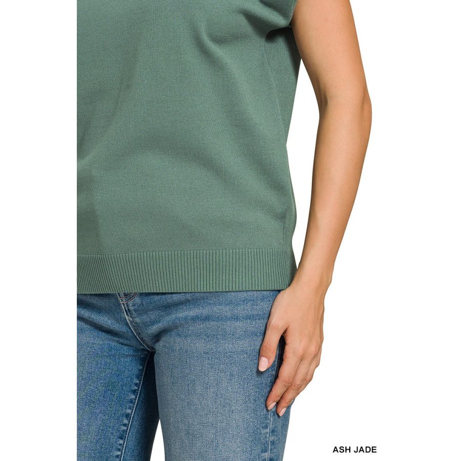 Zenana Viscose Round-neck Short Sleeve Sweater Apparel and Accessories