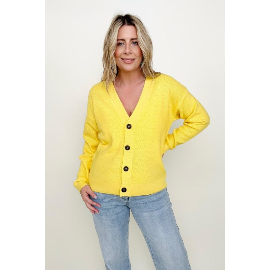 Zenana Viscose Sweater Cardigan Yellow / S Cardigans