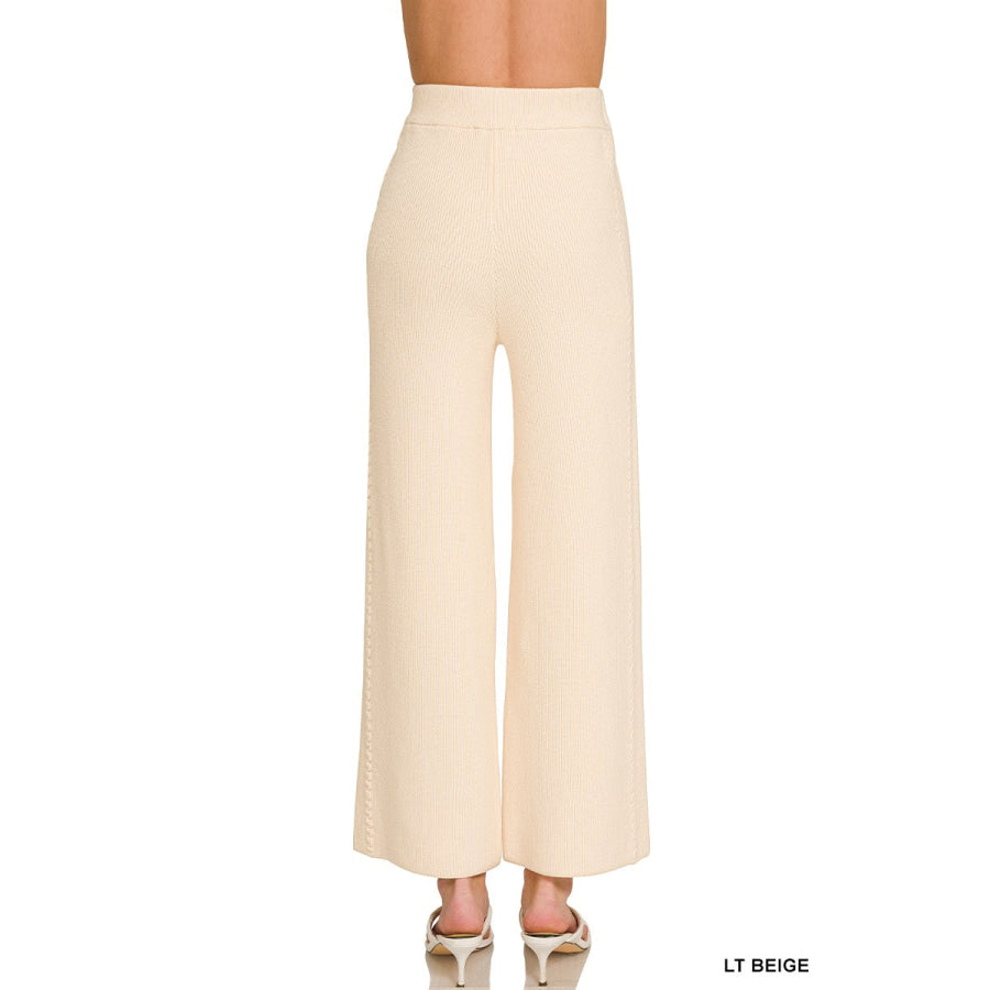 Zenana Viscose Sweater Pants LT BEIGE / S Apparel and Accessories