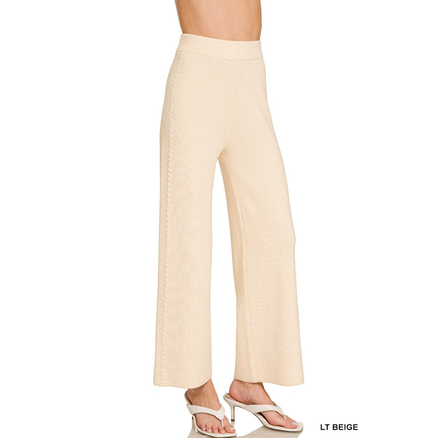 Zenana Viscose Sweater Pants LT BEIGE / S Apparel and Accessories