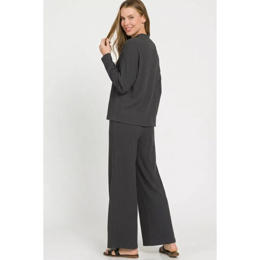 Zenana Viscose Sweater Top & Pants Set BLACK / S Apparel and Accessories