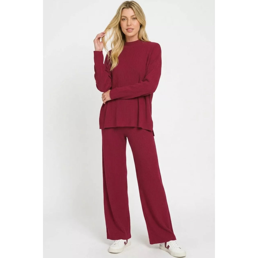Zenana Viscose Sweater Top & Pants Set Apparel and Accessories