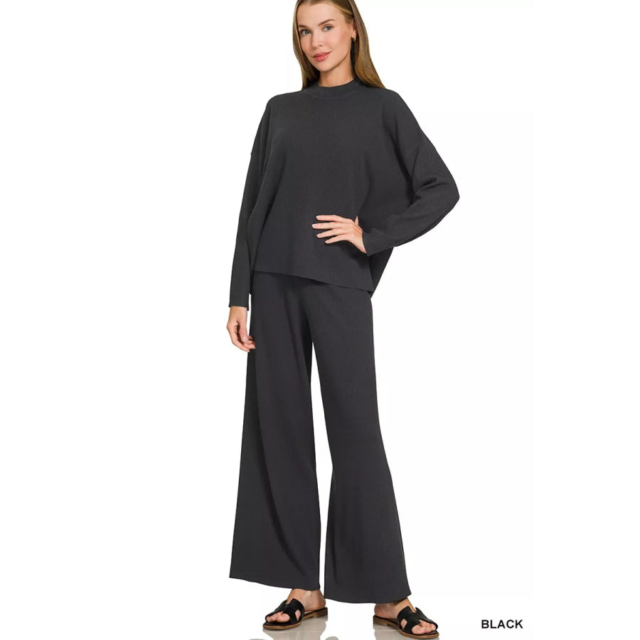 Zenana Viscose Sweater Top & Pants Set Apparel and Accessories