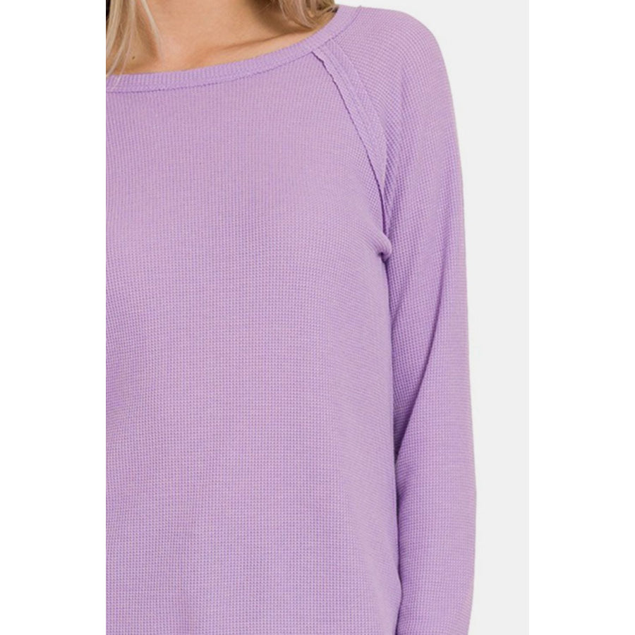 Zenana Waffle Long Sleeve T - Shirt Apparel and Accessories