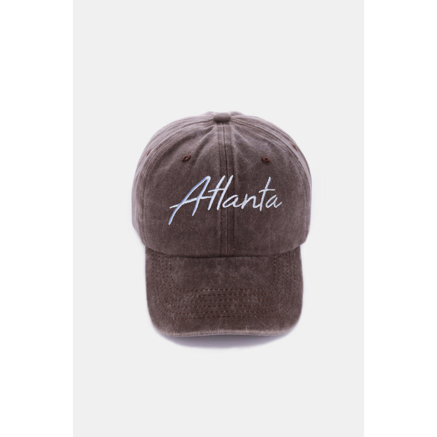 Zenana Washed ATLANTA Embroidered Baseball Cap Atlanta Brown / One Size Apparel and Accessories