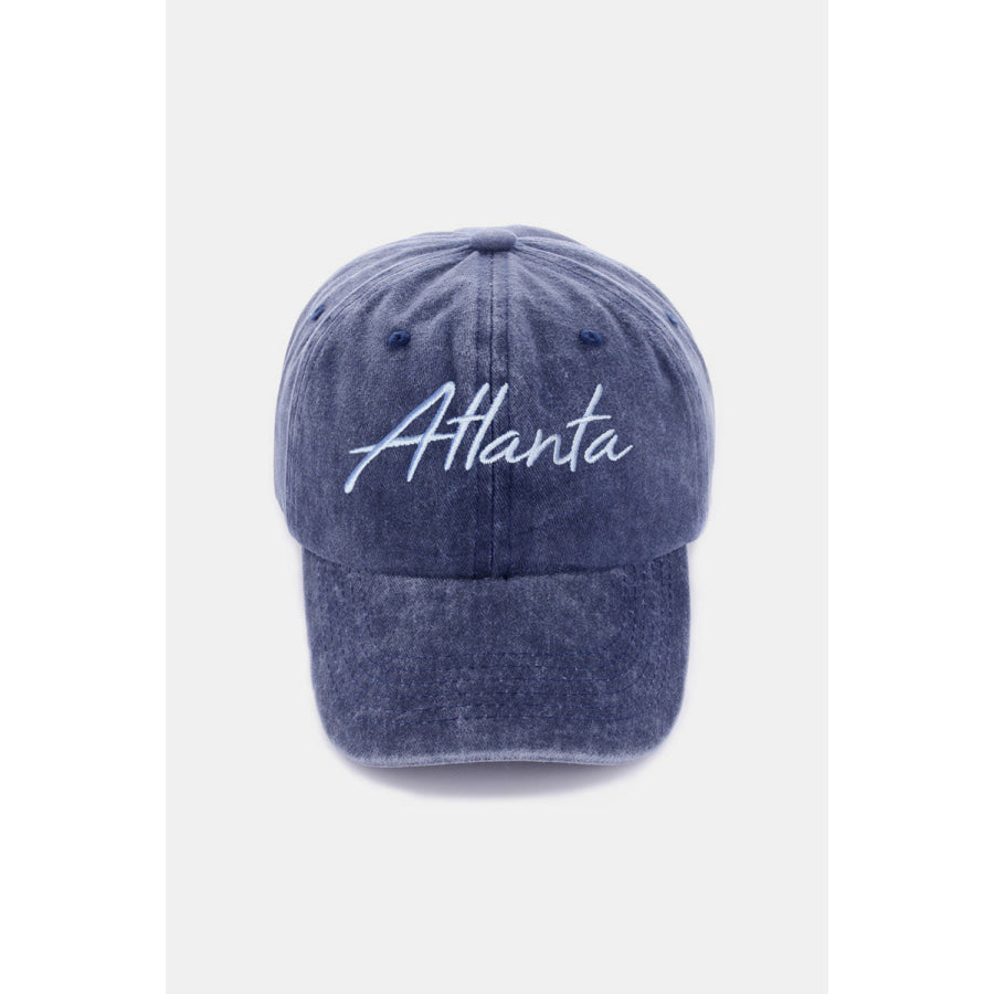 Zenana Washed ATLANTA Embroidered Baseball Cap Atlanta Navy / One Size Apparel and Accessories