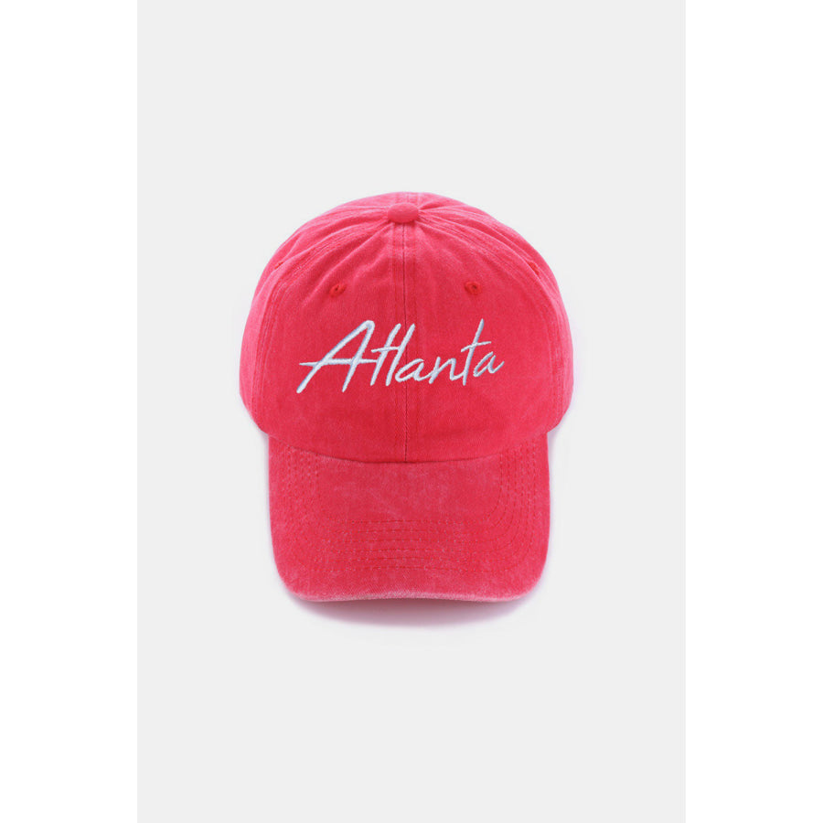 Zenana Washed ATLANTA Embroidered Baseball Cap Atlanta Red / One Size Apparel and Accessories