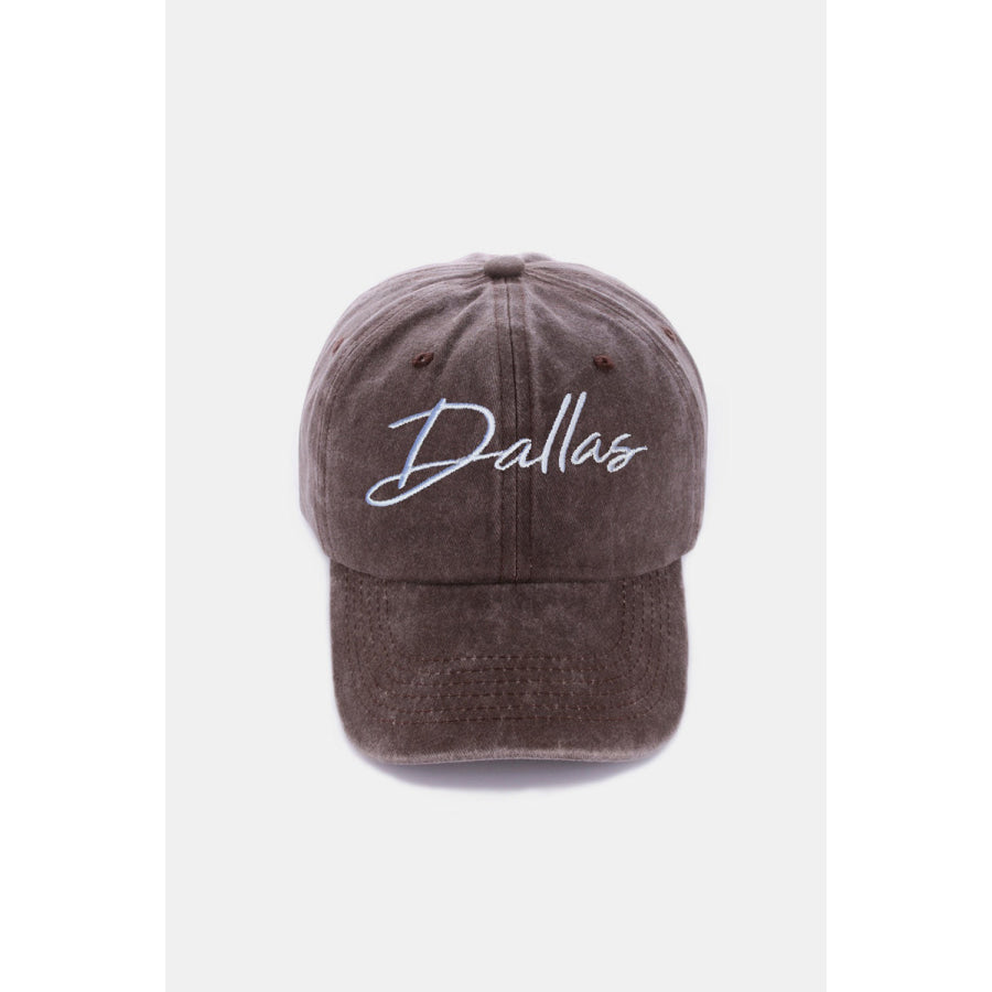 Zenana Washed DALLAS Embroidered Baseball Cap Dallas Brown / One Size Apparel and Accessories