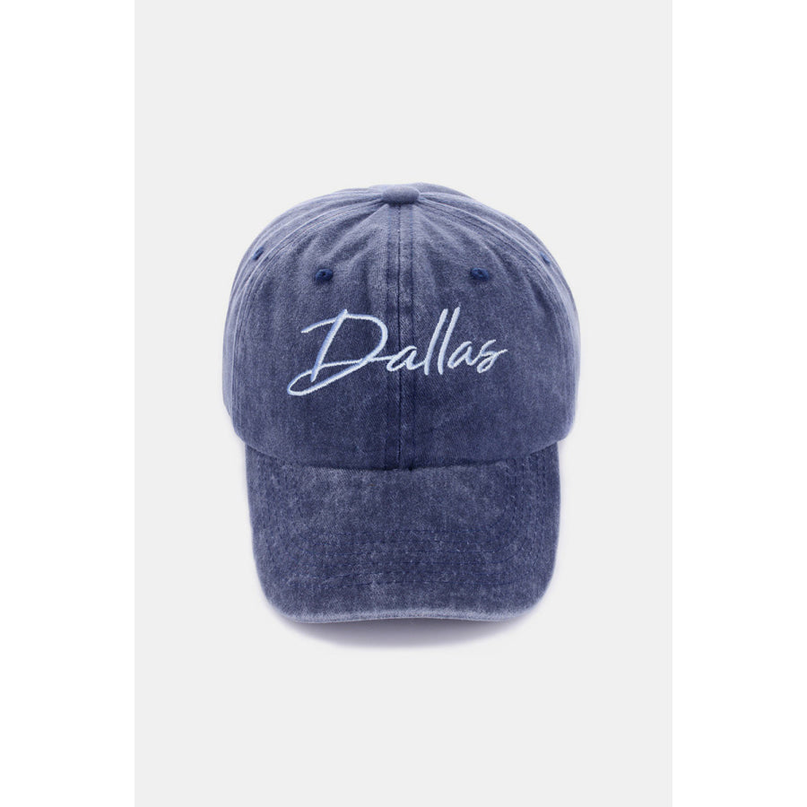 Zenana Washed DALLAS Embroidered Baseball Cap Dallas Navy / One Size Apparel and Accessories