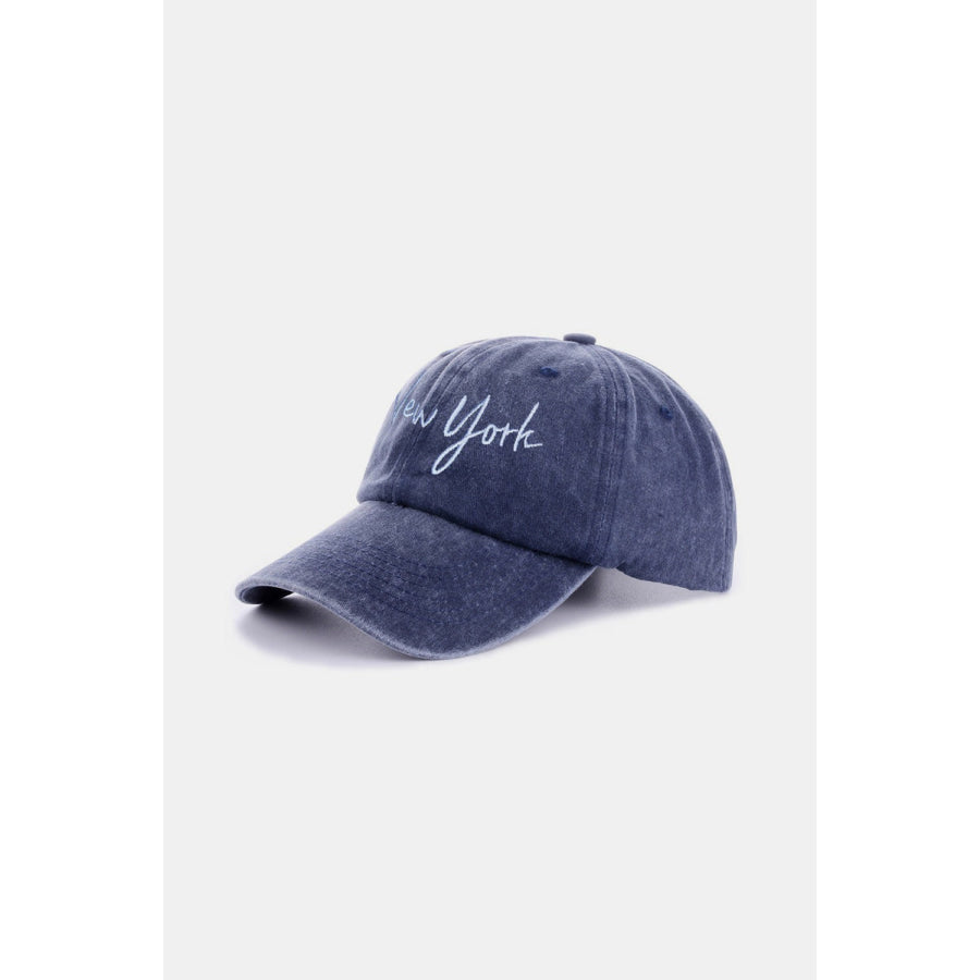 Zenana Washed Embroidered City Baseball Cap Apparel and Accessories