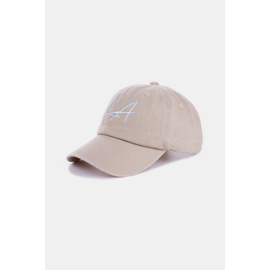 Zenana Washed Embroidered City Baseball Cap LA Ash Mocha / One Size Apparel and Accessories