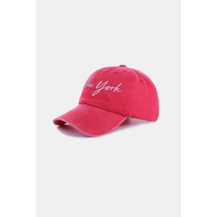 Zenana Washed Embroidered City Baseball Cap Apparel and Accessories