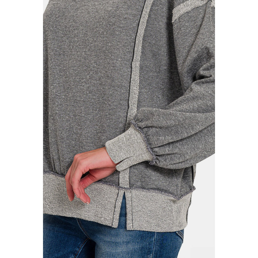 Zenana Washed Exposed-Seam Sweatshirt Apparel and Accessories