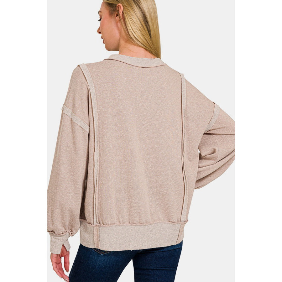 Zenana Washed Exposed-Seam Sweatshirt Shirts &amp; Tops