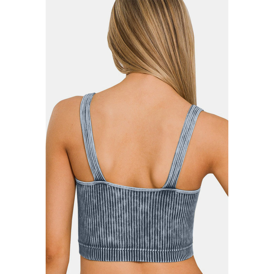 Zenana Washed Ribbed Cropped V-Neck Tank Blackberry / S/M Apparel and Accessories