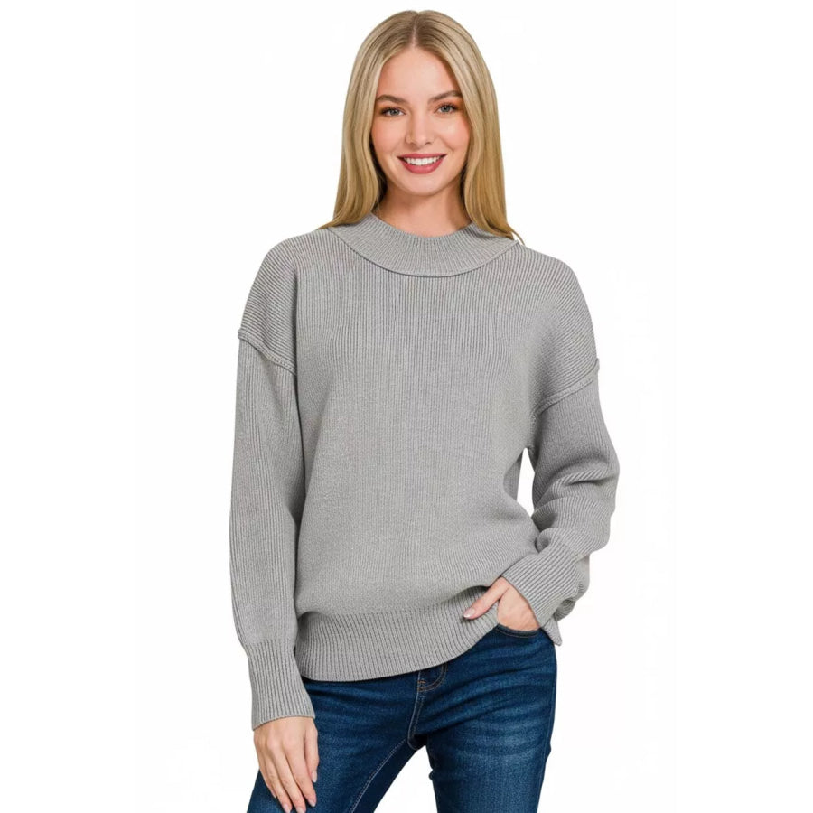 Zenana Wide Neckband Drop Shoulder Sweater Apparel and Accessories