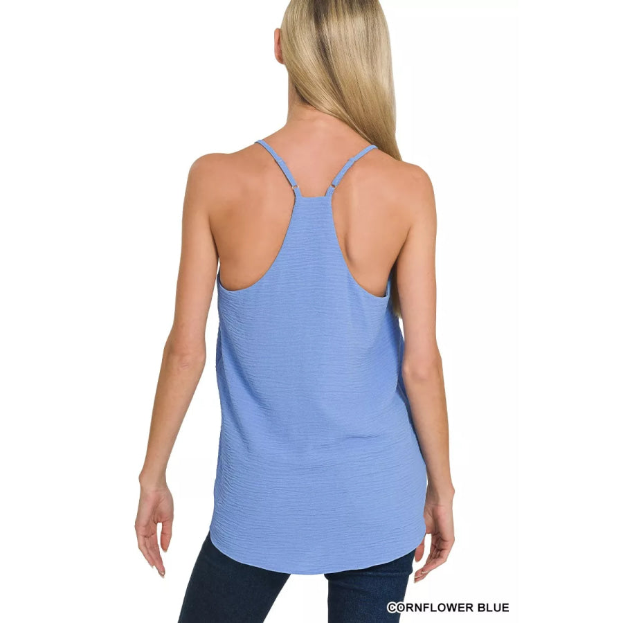 Zenana Woven Airflow Adjustable Strap V-Neck Cami Apparel and Accessories