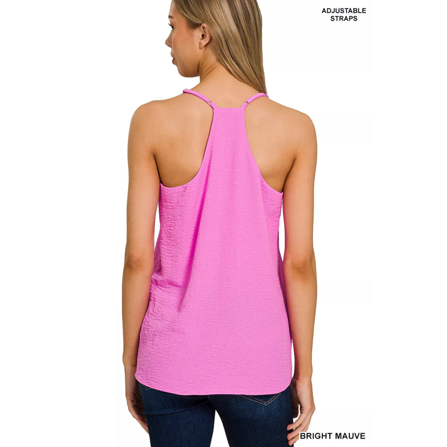 Zenana Woven Airflow Adjustable Strap V-Neck Cami Apparel and Accessories