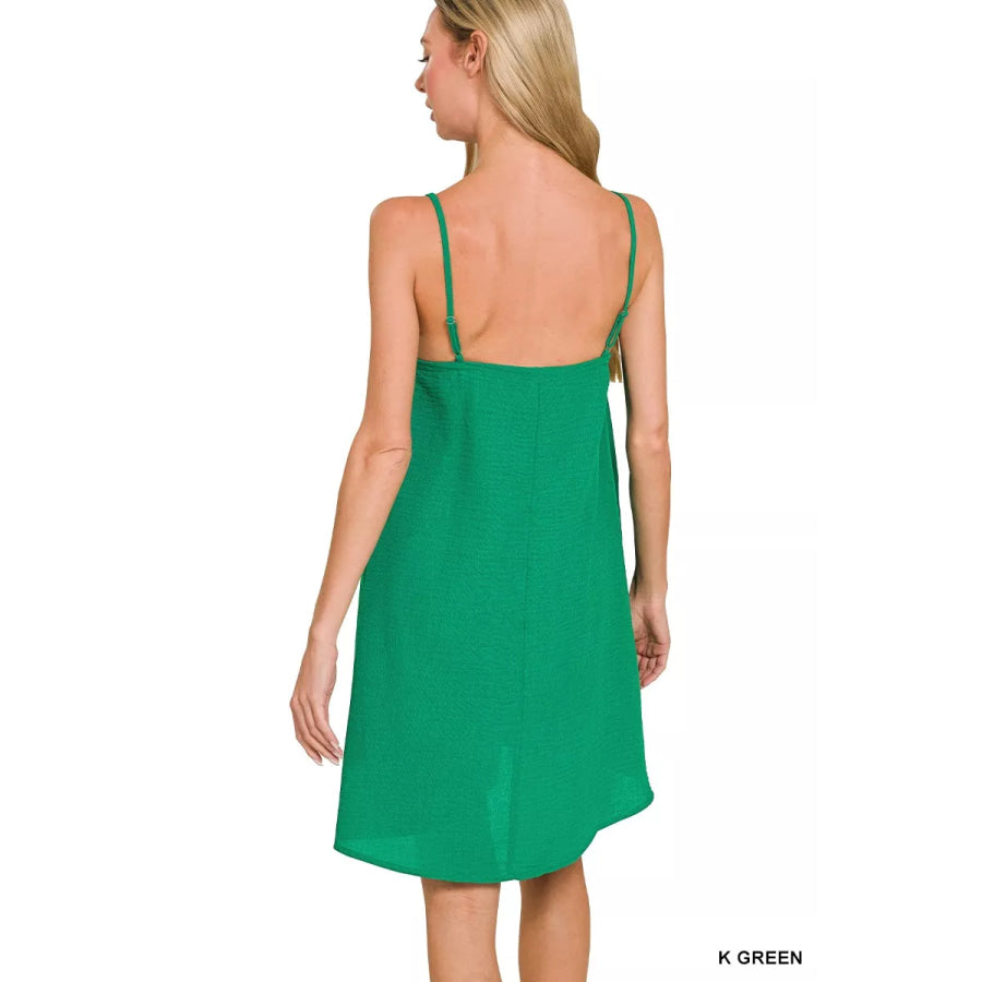 Zenana Woven Airflow Mini Dress Apparel and Accessories