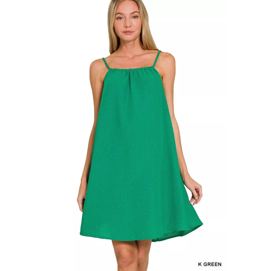 Zenana Woven Airflow Mini Dress K GREEN / S Apparel and Accessories