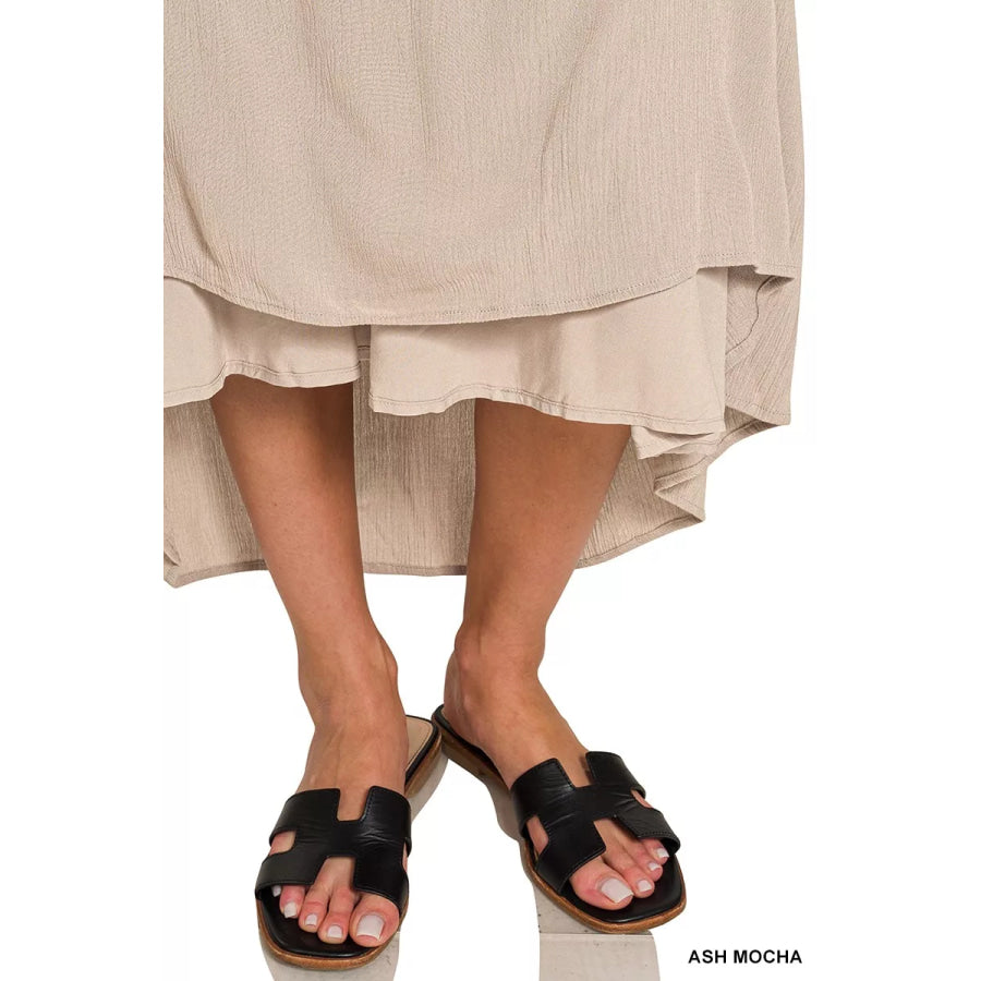 Zenana Woven Crinkle Strapless Maxi Dress Apparel and Accessories