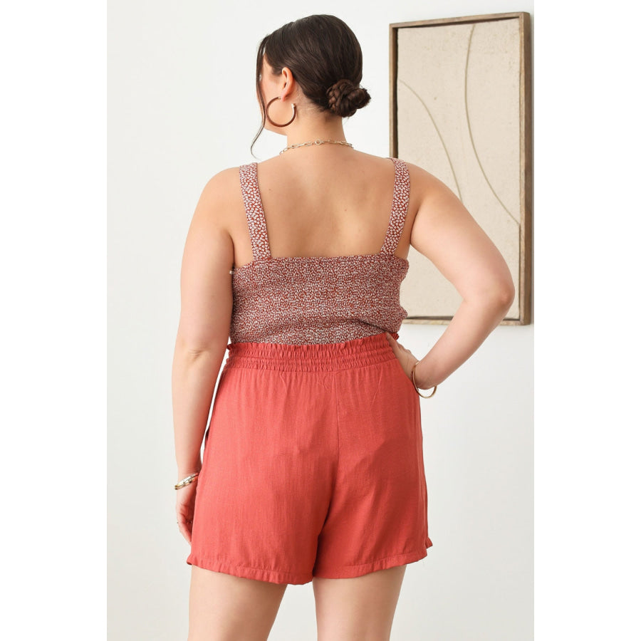 Zenobia Plus Size Drawstring Elastic Waist Shorts with Pockets Apparel and Accessories