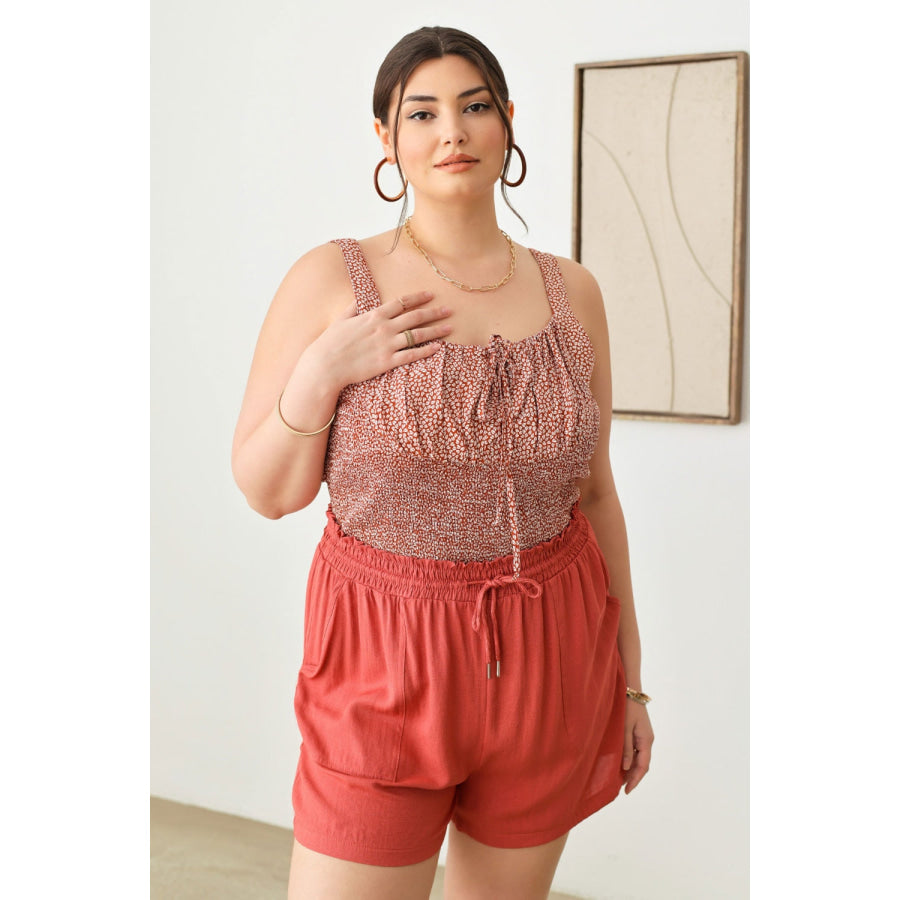 Zenobia Plus Size Drawstring Elastic Waist Shorts with Pockets Terracotta / 1XL Apparel and Accessories