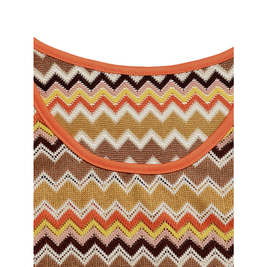 Zigzag Knit Tank Top and Shorts Set Apparel and Accessories