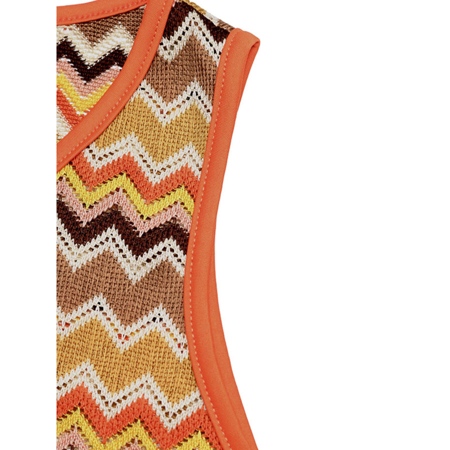 Zigzag Knit Tank Top and Shorts Set Apparel and Accessories