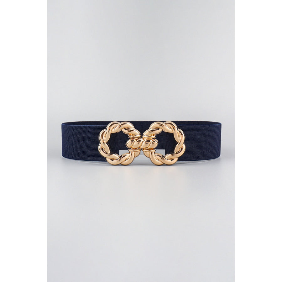 Zinc Alloy Buckle Elastic Belt Dark Navy / One Size