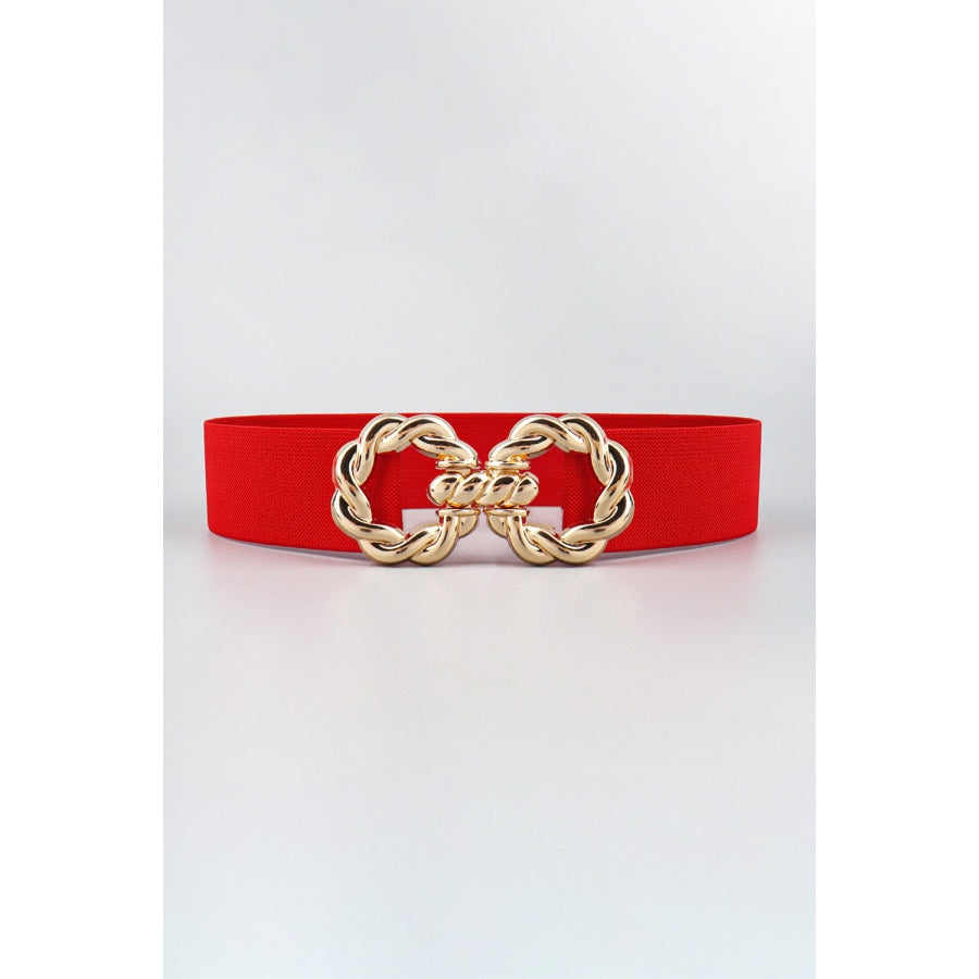 Zinc Alloy Buckle Elastic Belt Red / One Size