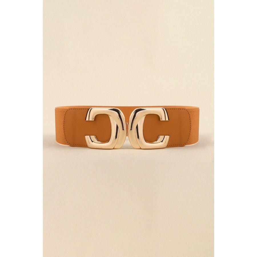 Zinc Alloy Buckle Elastic Wide Belt Ochre / One Size