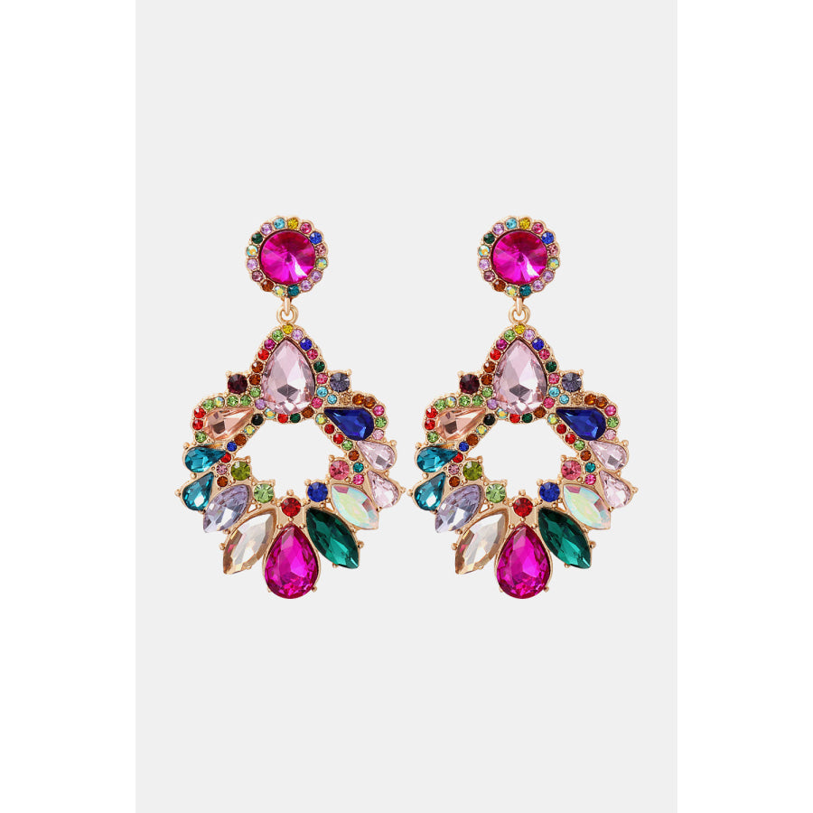 Zinc Alloy Frame Glass Stone Dangle Earrings Multicolor / One Size