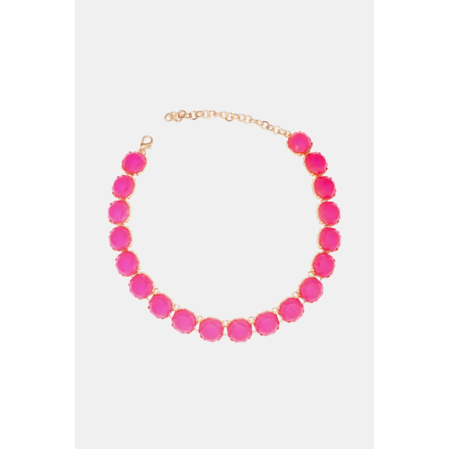 Zinc Alloy Resin Necklace Hot Pink / One Size