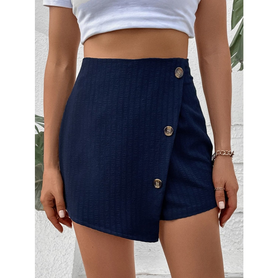 Zip-Back High Waist Shorts Navy / S