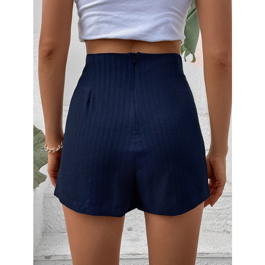 Zip-Back High Waist Shorts Navy / S